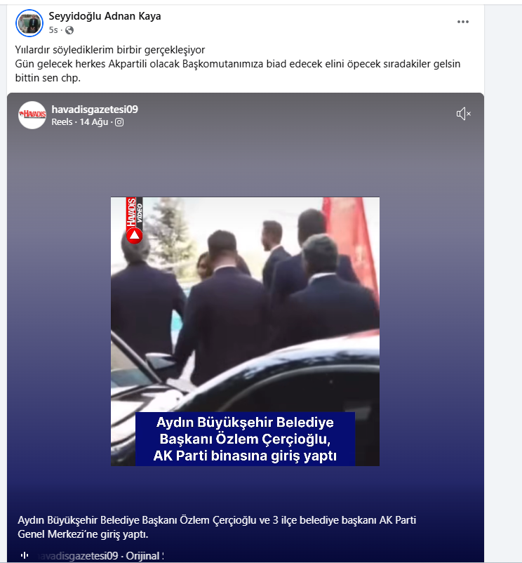 Aydın’da Ak Partili Yönetici Çerçioğlu’nun Görüntülerini Paylaştı Gün Gelecek H-1