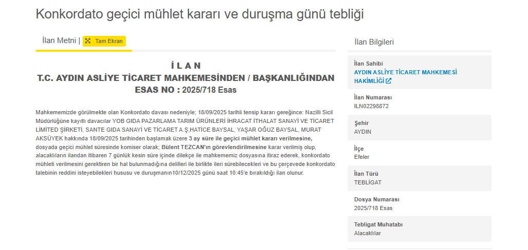 Aydın’da Bir Firmada Daha Konkordato-1