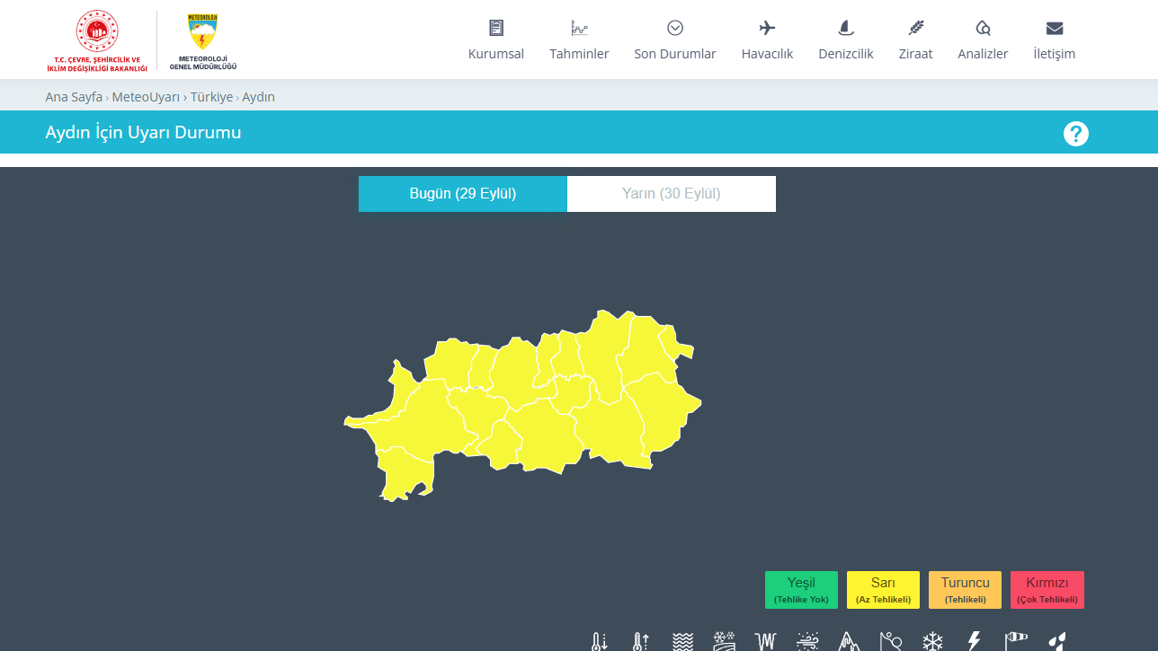 Meteorolojiden Aydın’da Sarı Kodlu Uyarı-1