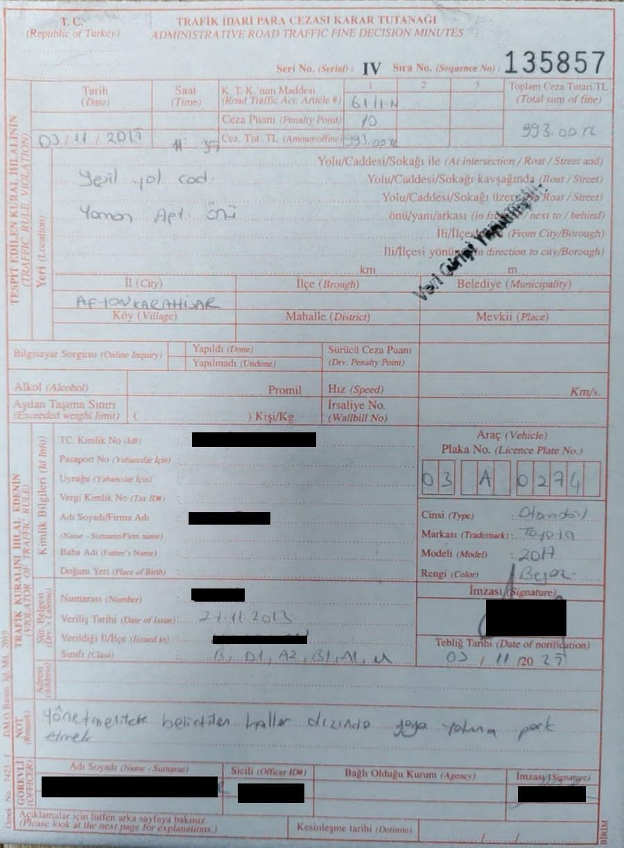 Ekip Otosunu Yaya Yoluna Park Eden Polis Memuruna Trafik Cezası Kesildi (3)