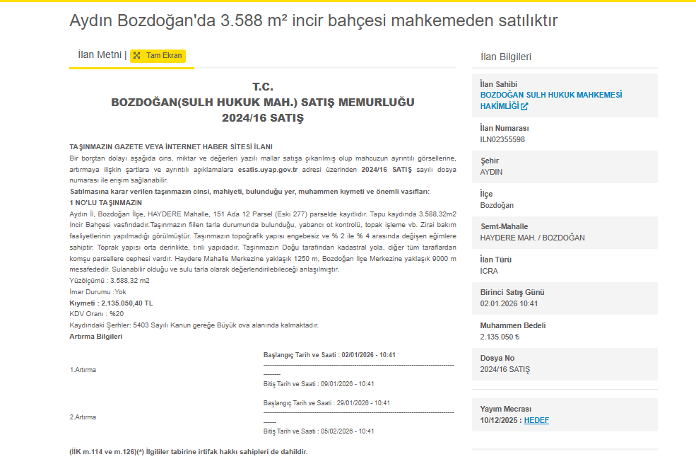 Aydın’da 3.588 M² Incir Bahçesi Icradan Satışa Çıkarılıyor (1)-3