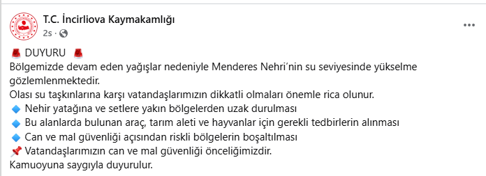 Aydın’da Kaymakamlık Uyarı Yayınladı.. Tedbir Çağrısı Yapıldı (1)-1