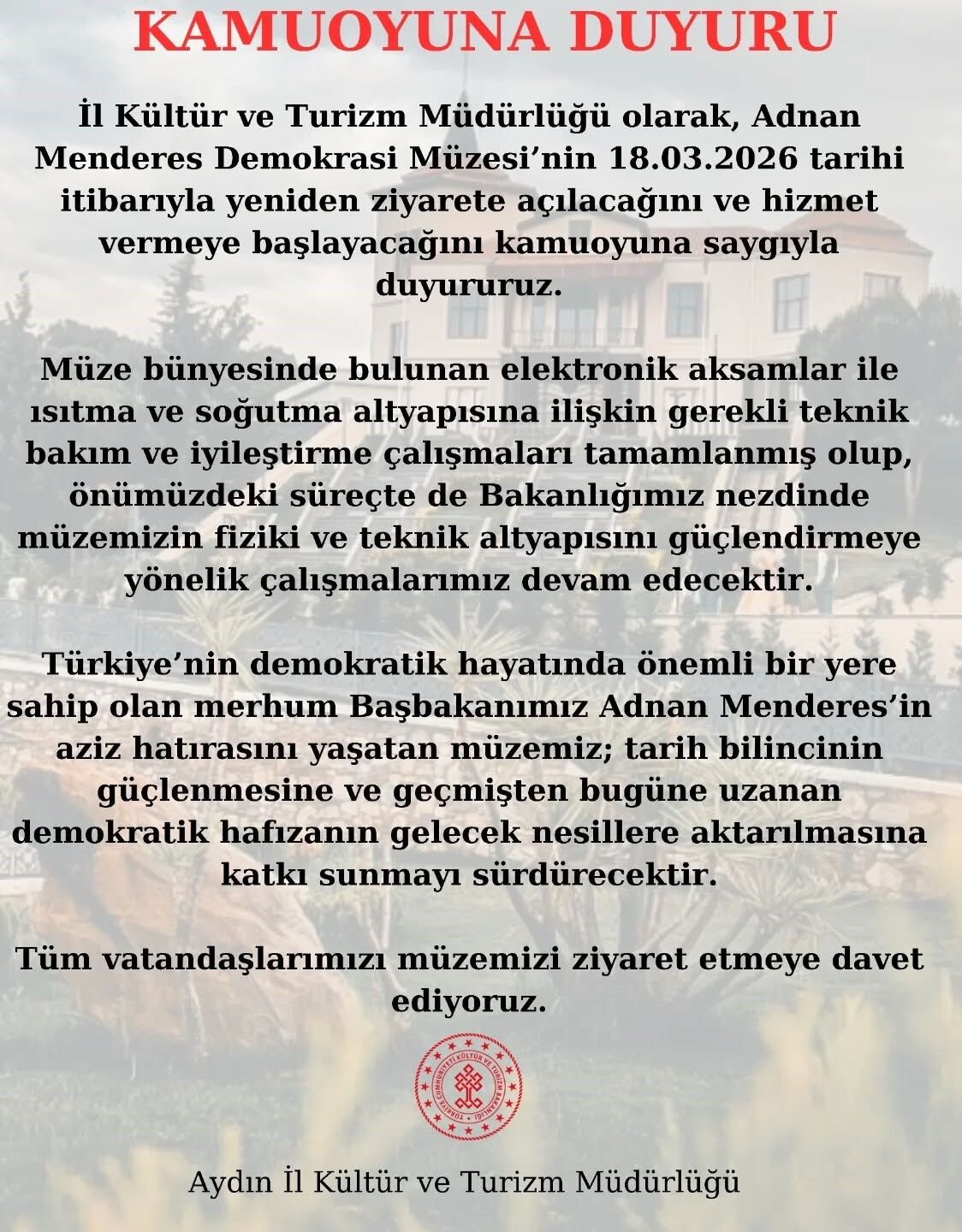 Aydın Adnan Menderes Demokrasi Müzesi’yle Ilgili Sıcak Gelişme (4)