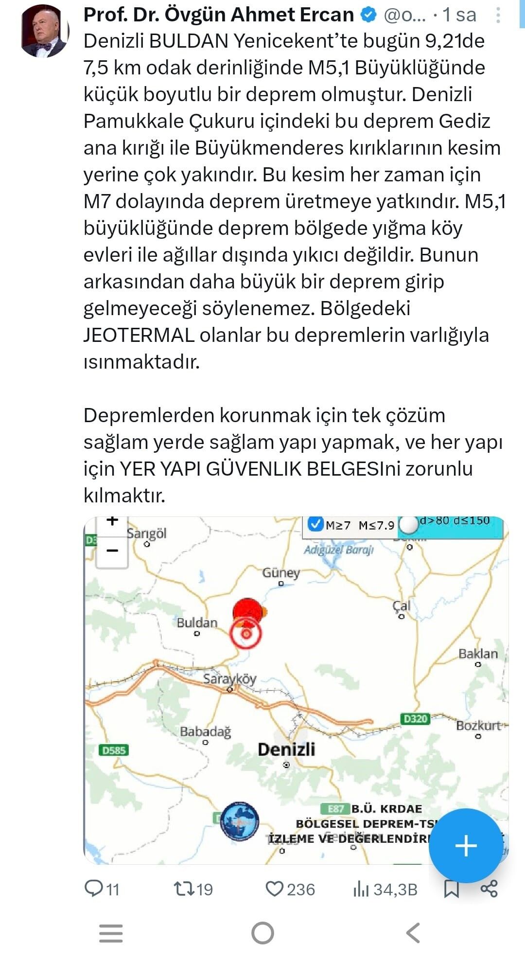Aydın Ve Denizli’yi Ürküten Açıklama.. Bölge 7’Lik Depreme. (1)