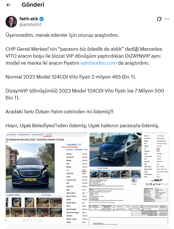 “Uşak Belediyesi Özgür Özel’in Aracı Için 6 Milyon 856 Bin Lira Ödemiş” (2)-1