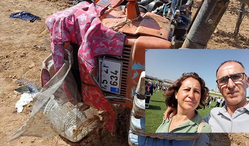 Devrilen traktörün altında kalan karı kocadan acı haber