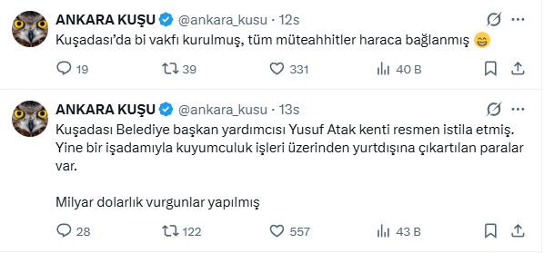 Kuşadası’nı Sarsan Iddialar.. Ankara Kuşu Paylaştı (4)