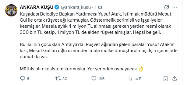 Kuşadası’nı Sarsan Iddialar.. Ankara Kuşu Paylaştı (5)