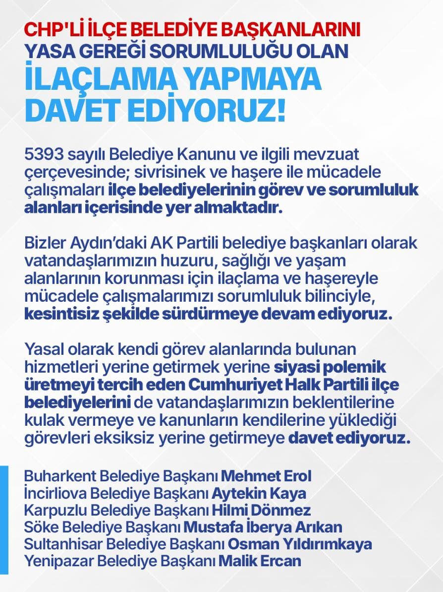Aydın’da Ak Partili Belediye Başkanlarından Chp’li Belediyelere Ilaçlama Çağrısı (1)
