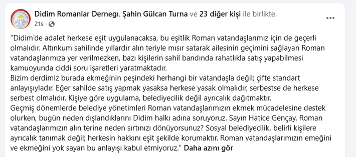 Didim Belediye Başkanı Chp’li Hatice Totik Gençay’a Tepki Roman Vatandaşlarımız Neden Dışlanıyor (1)-1