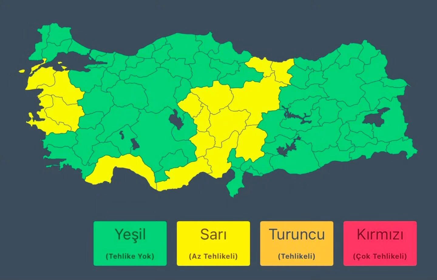 İçişleri Bakanlığı’ndan Sarı Kodlu Alarm.. İzmir, Aydın Dikkat. (2)