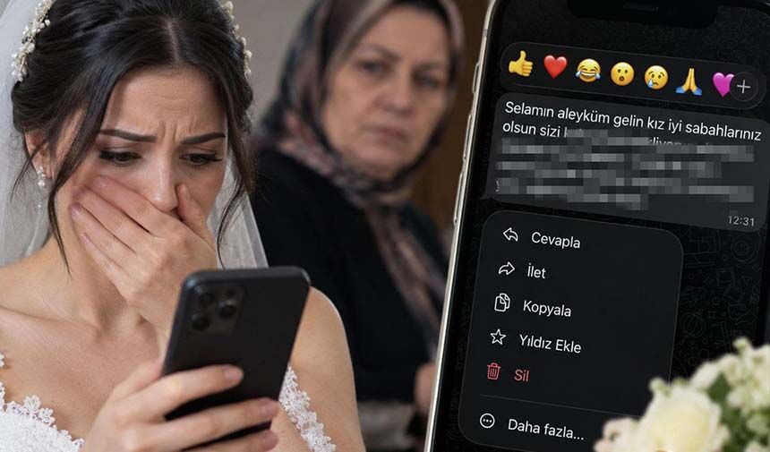 Düğünün ertesi günü gelen mesaj ortalığı karıştırdı.. Kaynanasının isteğini gören gelin şoke oldu